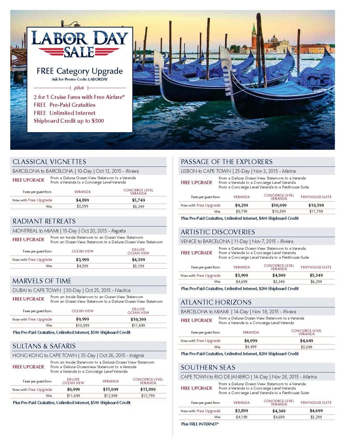 oceania cruise deals